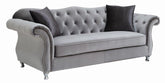 Coaster Frostine Button Tufted Sofa Silver Model 551161